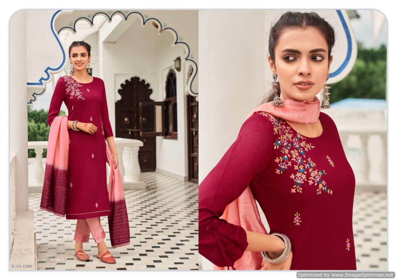 Kivi Rajwadi Festive Wear Designer Kurti With Pant And Dupatta Collection